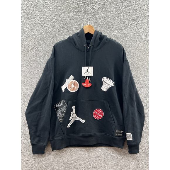 Jordan World Of Flight Black Pullover Hoodie Men’s Size Large DQ7338-010